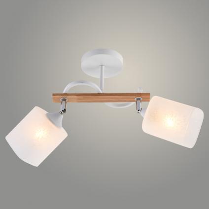 Люстра XA1644/2 WH+WOOD+CR белый/хром 2х60W E27 d480 h290, HN25